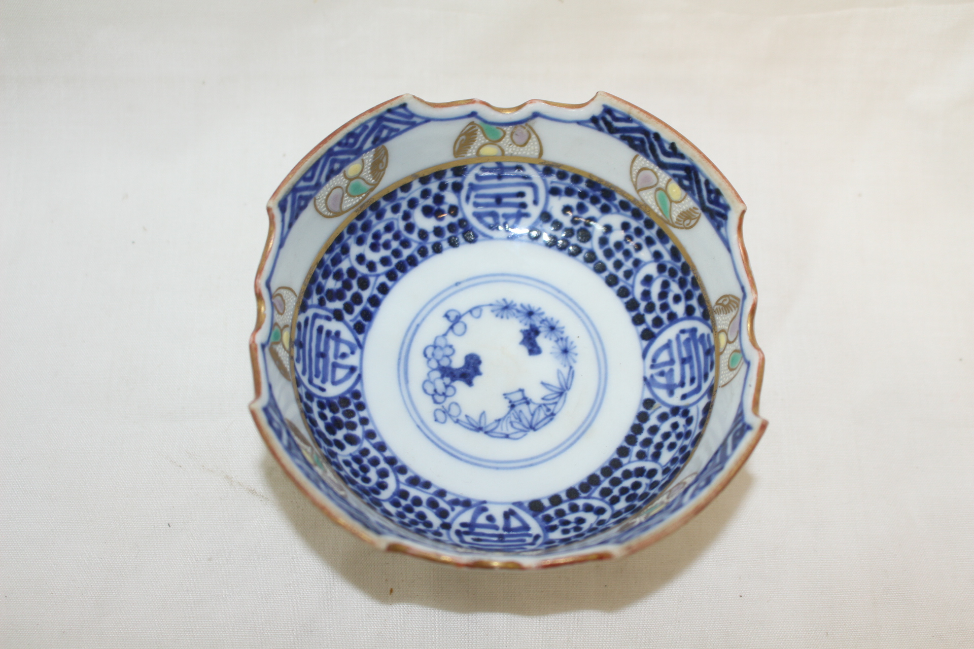 연대가좋은 구다니 청화백자수자문 사각화형완