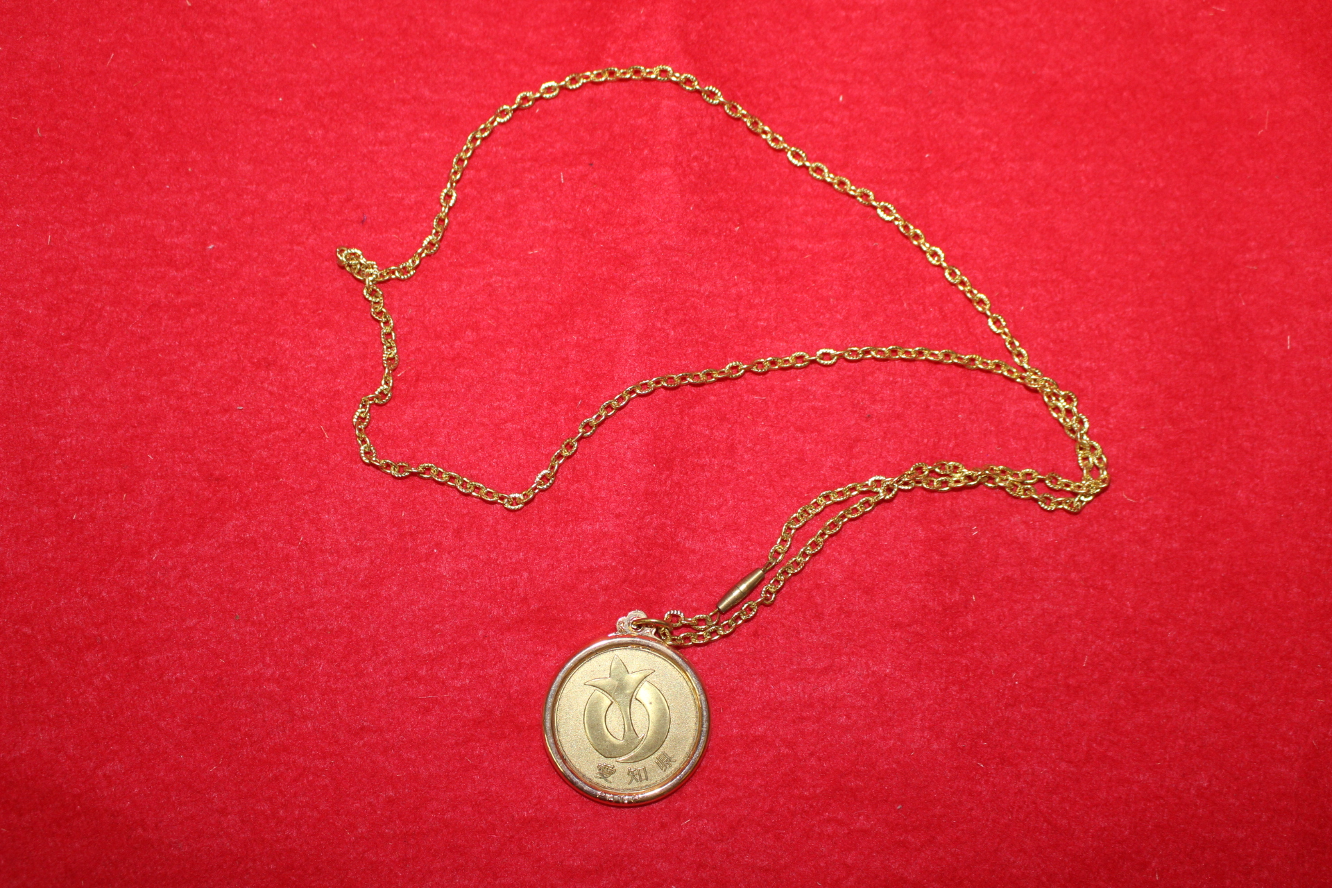 청동으로된 메달이 달린 목걸이