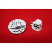 초소형크기의 철화백자금채 산수문 잔셋트