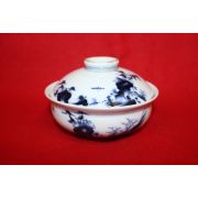 에도시기 청화백자산수문 굽달린 개완