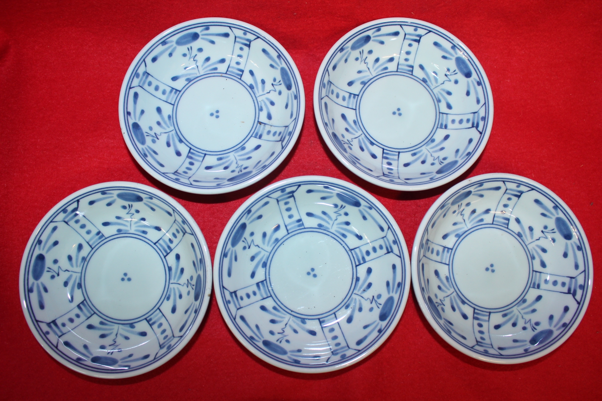 이마리 청화백자화문완 5점