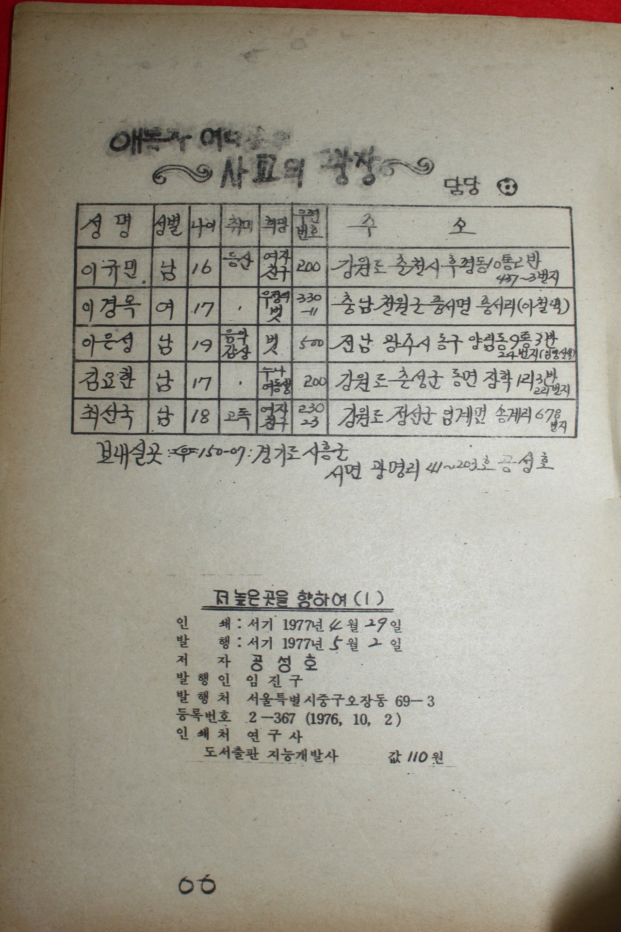1977년 공성호 만화 저 높은곳을 향하여 3책완질