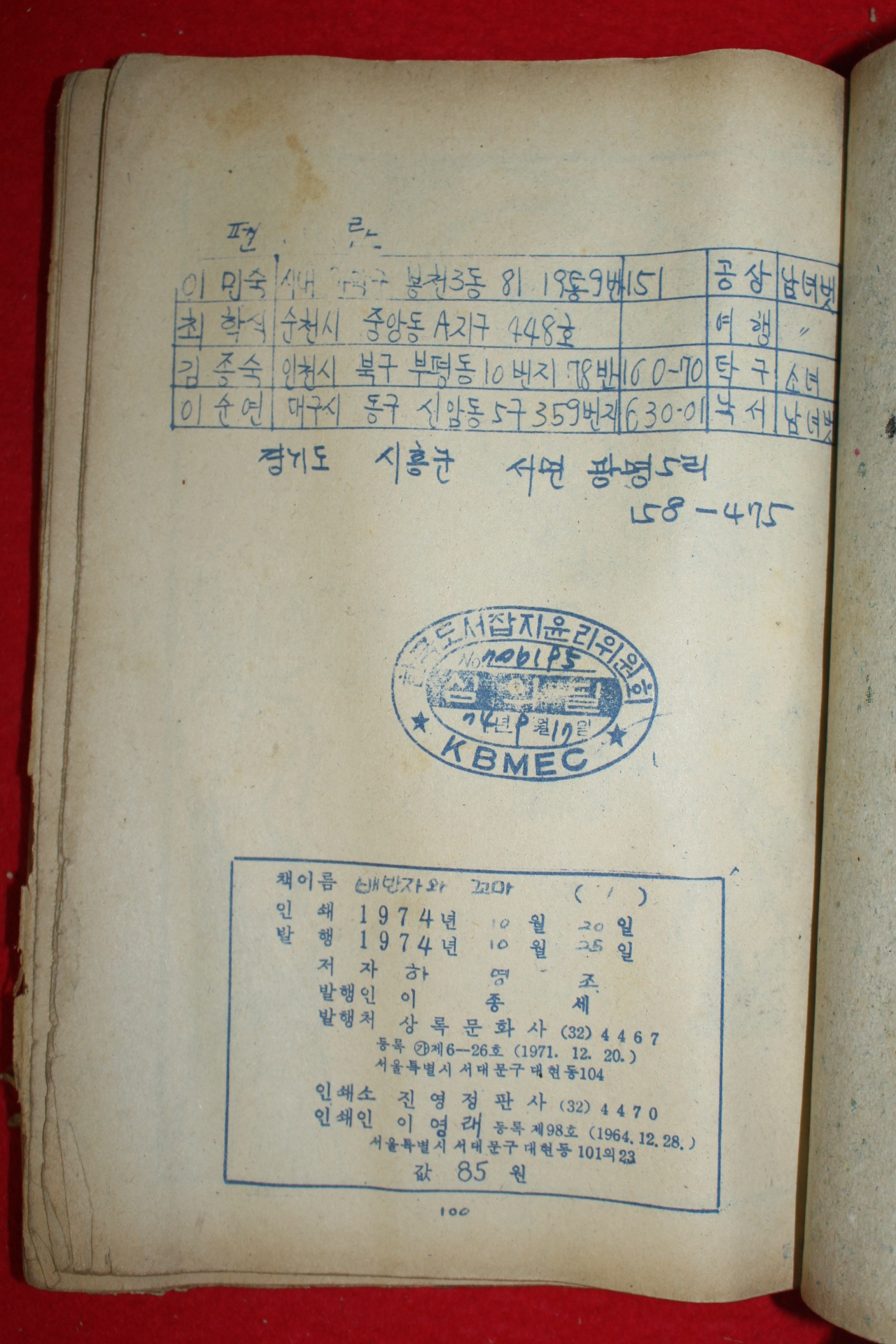 1974년 하영조 만화 배반자와 꼬마 3책완질