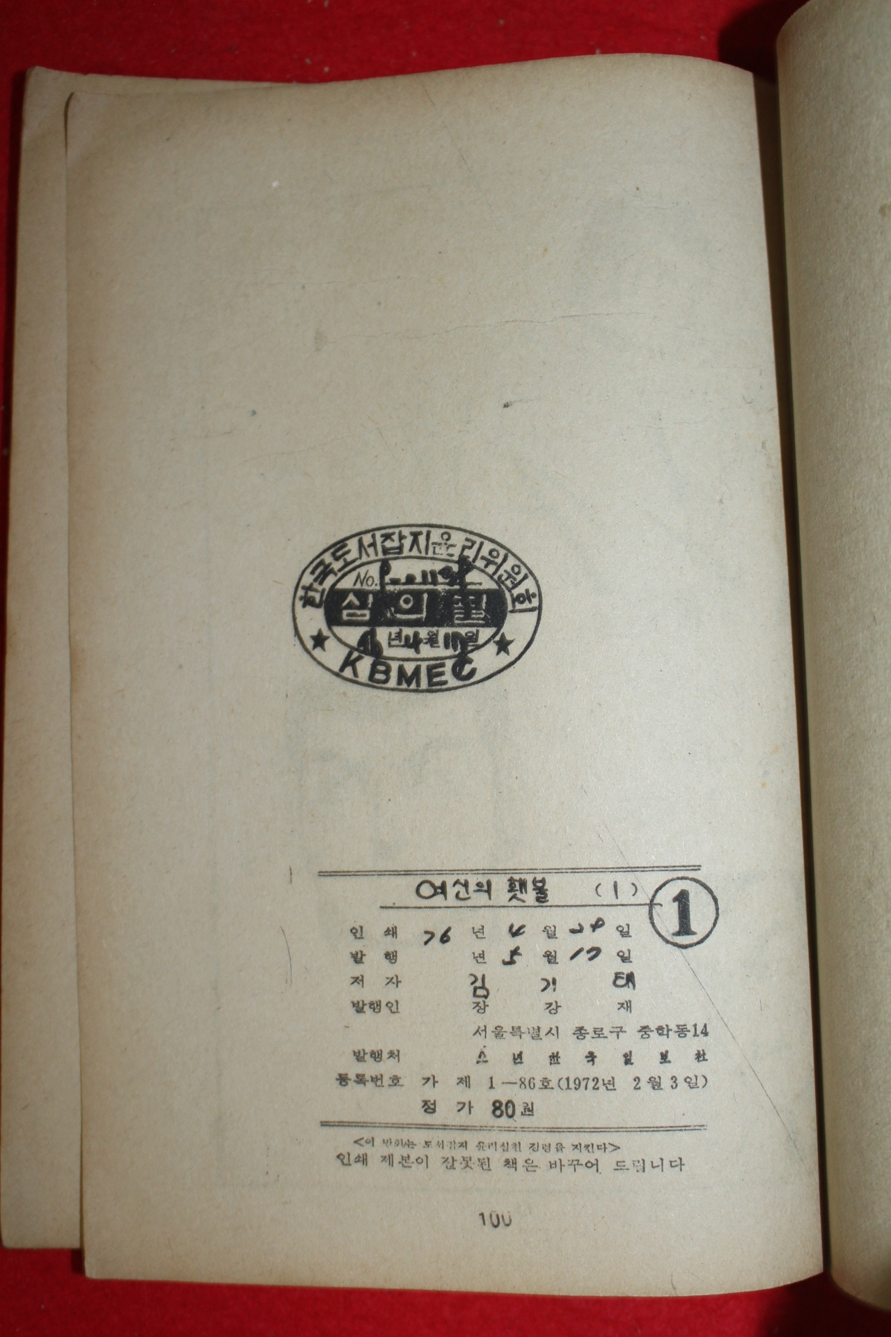 1976년 김기태 만화 여신의 횃불 3책완질