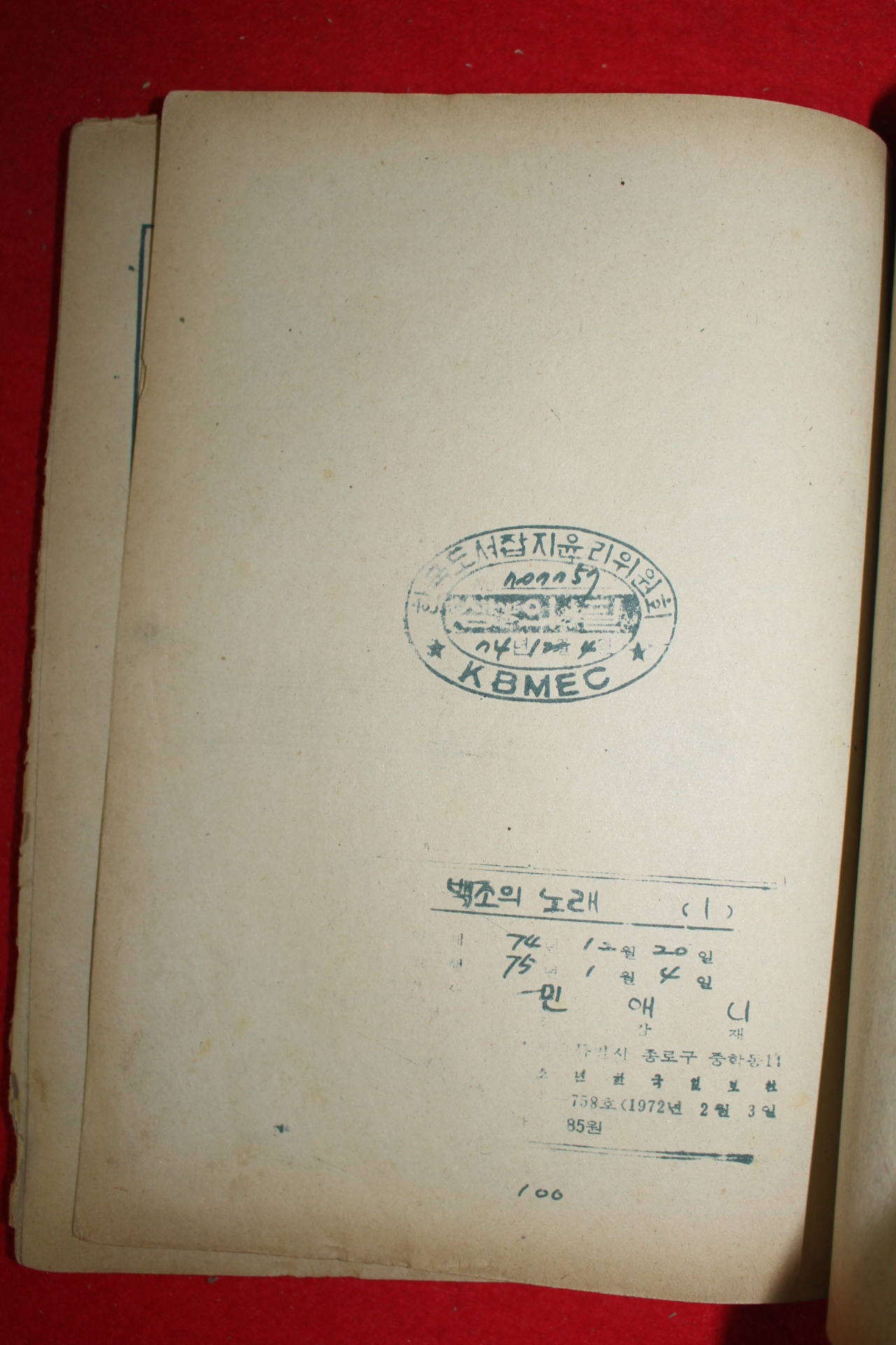 1975년 민애니 만화 백조의 노래 3책완질