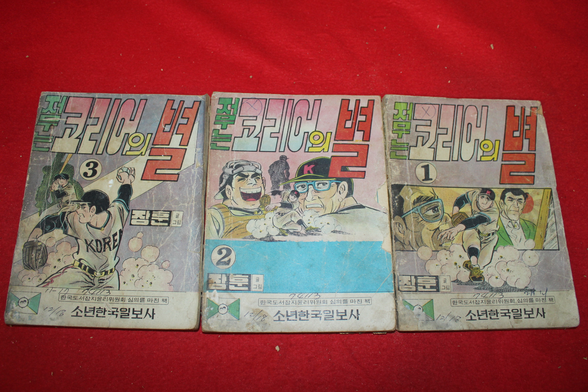1973년 장훈 만화 저무는 코리어의 별 3책완질