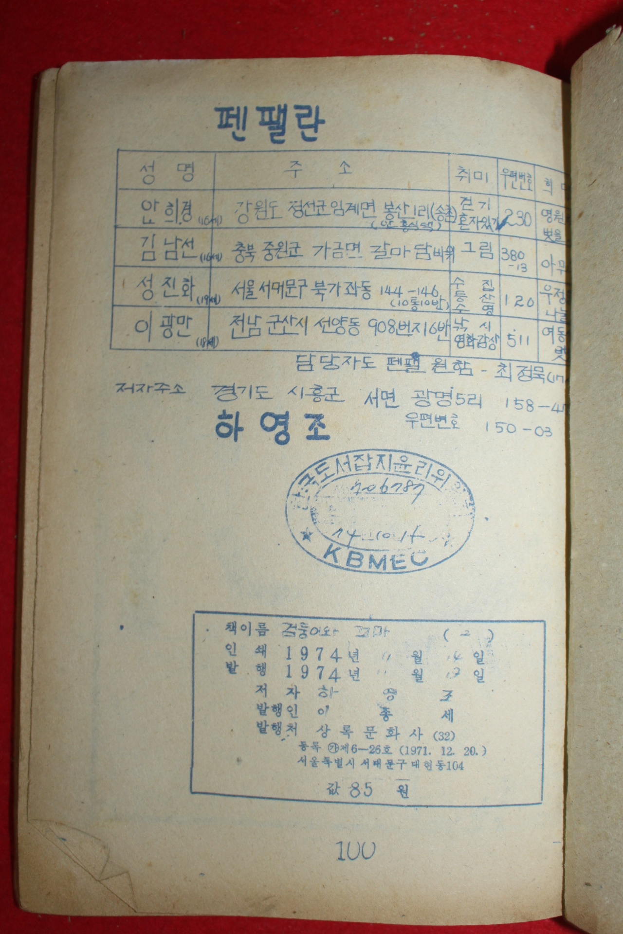 1974년 하영조 만화 검둥이와 꼬마 3책완질