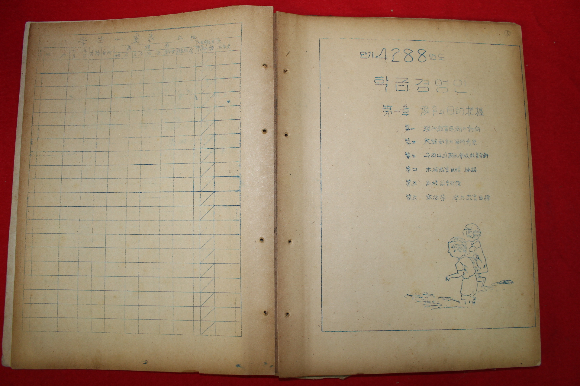 1955년 목포서부국민학교 학급경영부 100여장묶음