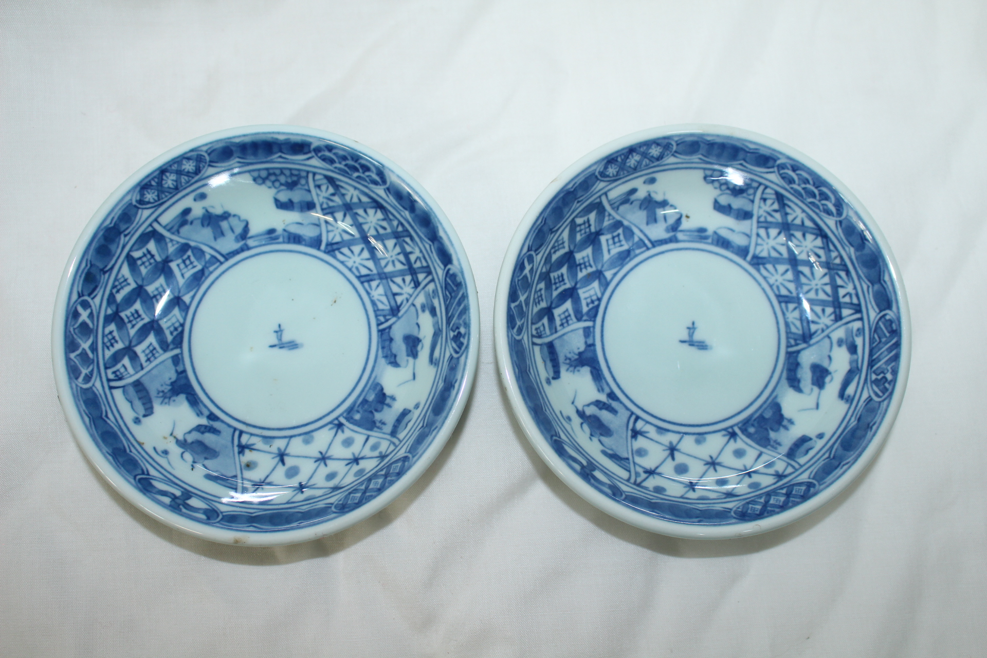 이마리 청화백자화문완 2점