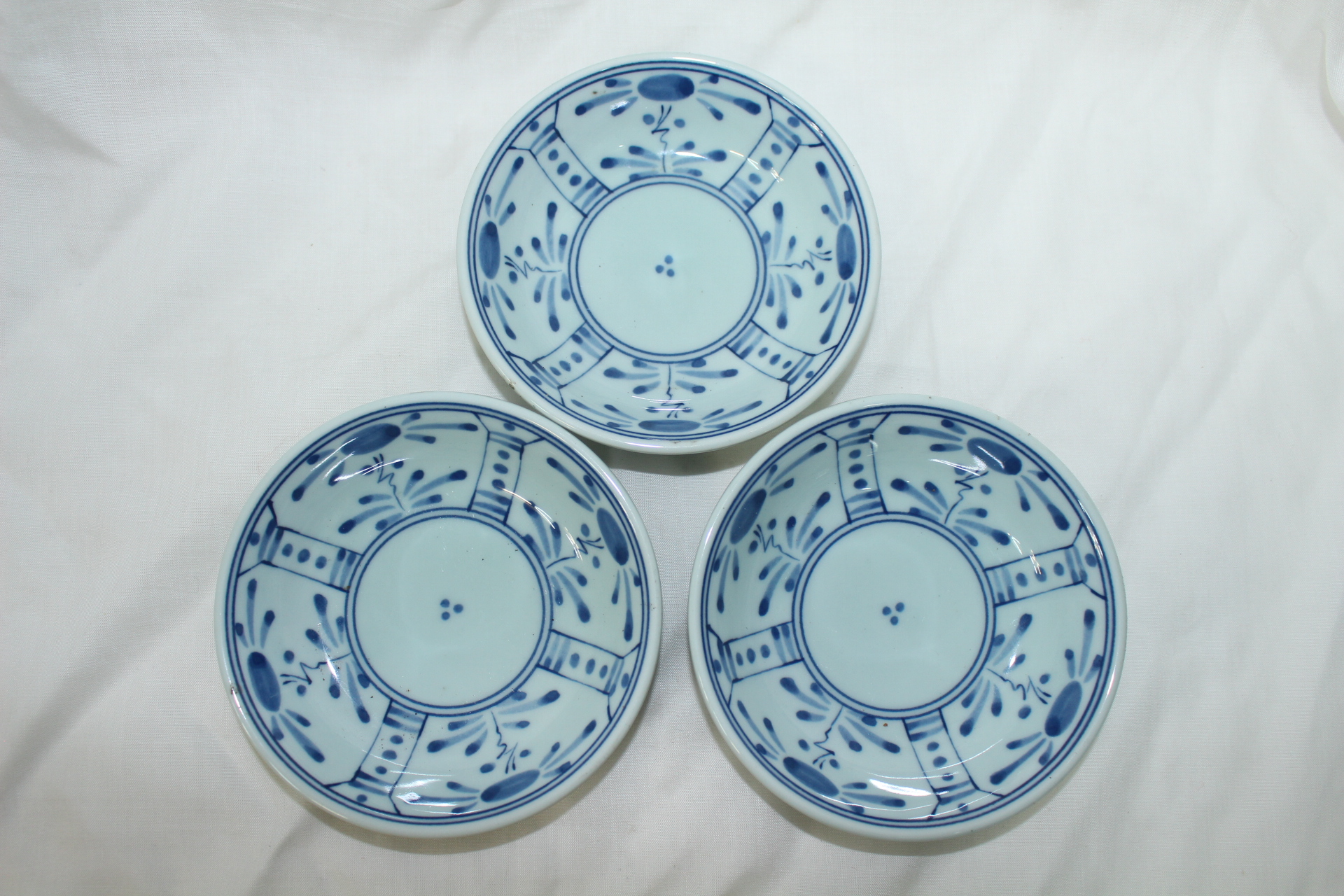 이마리 청화백자화문완 3점