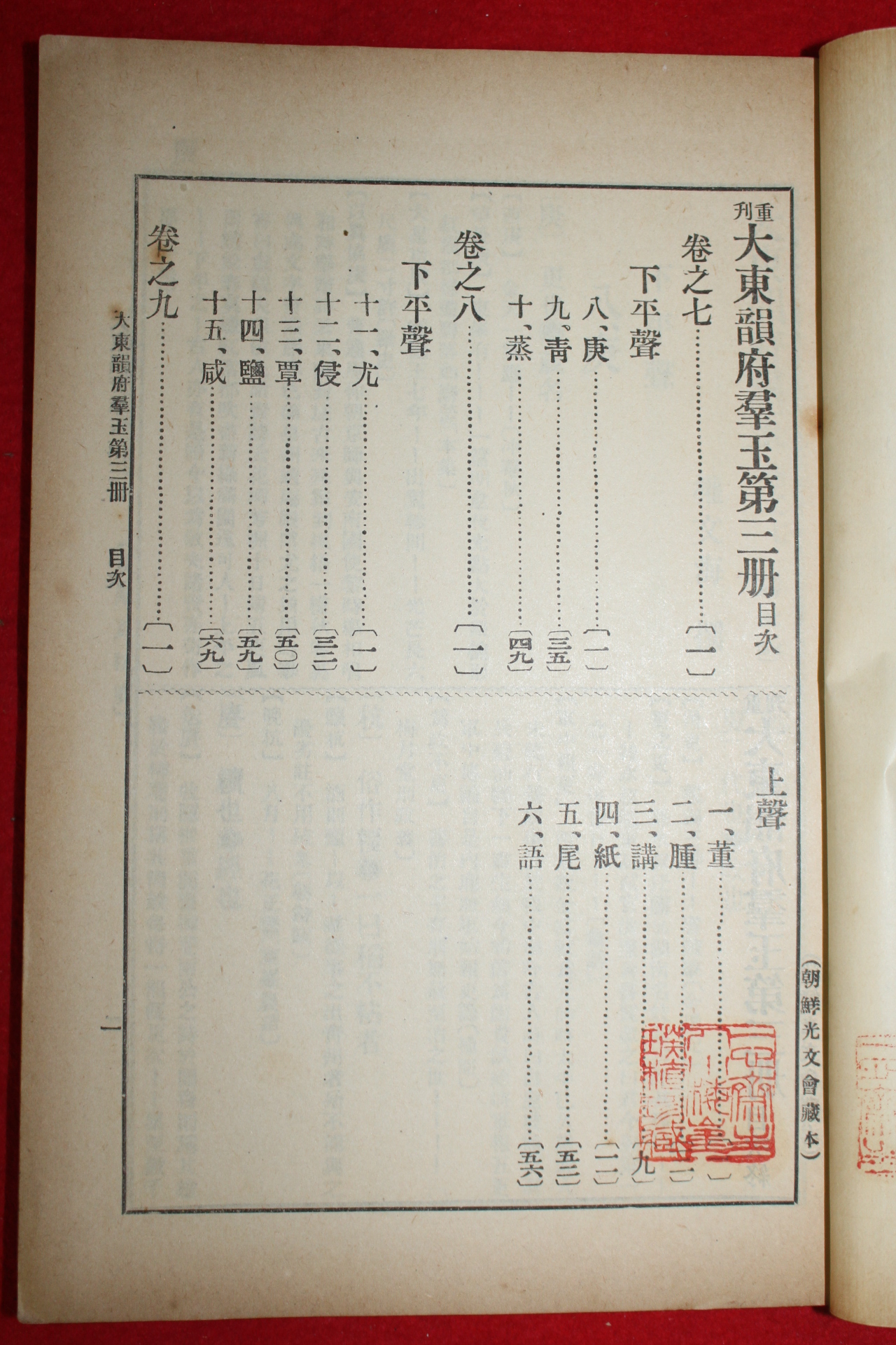 1914년(대정3년) 조선광문회 대동운부군옥(大東韻府群玉) 권7~9  1책