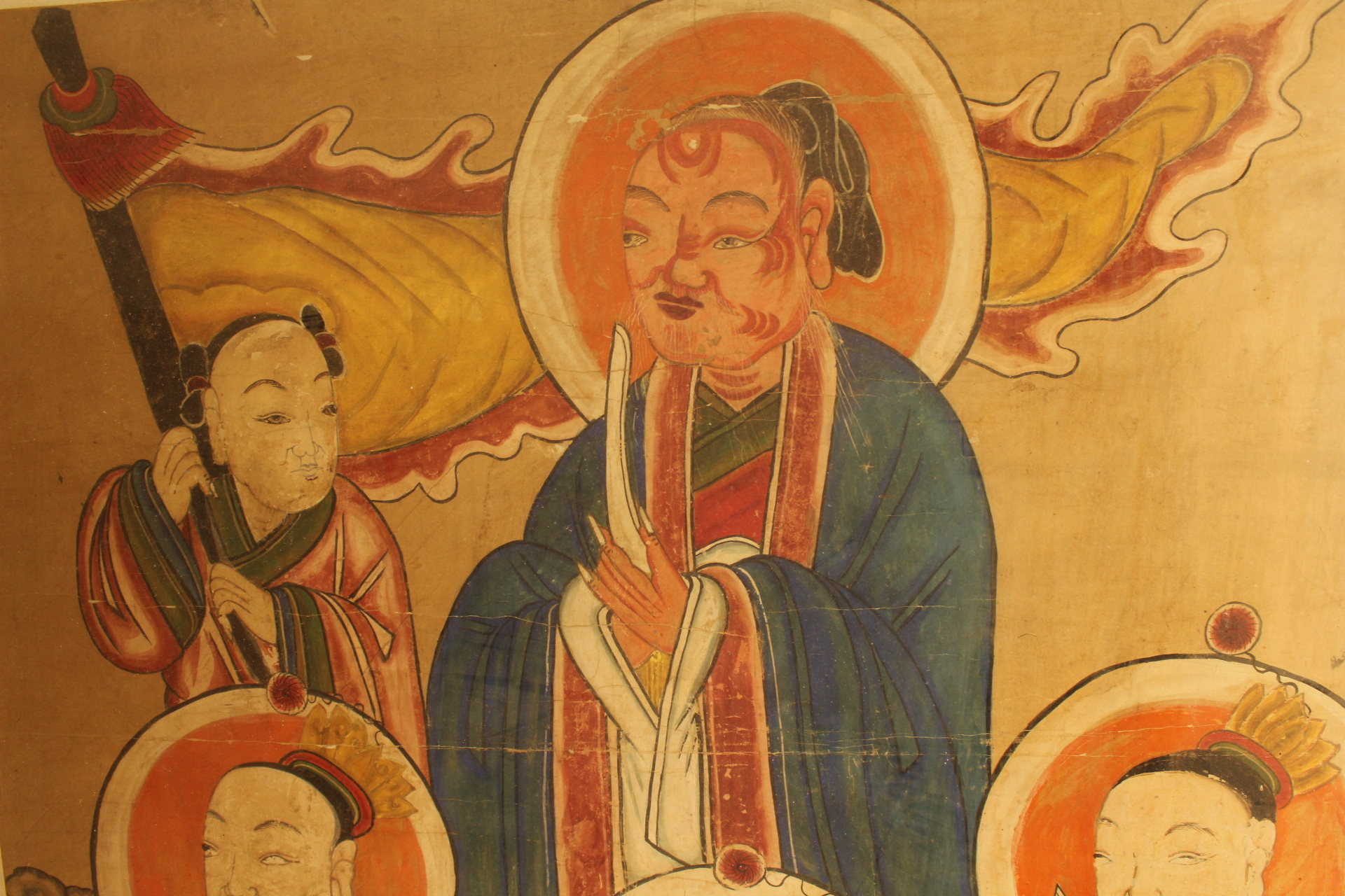 조선시대 장지바닥에 당채 도교 그림