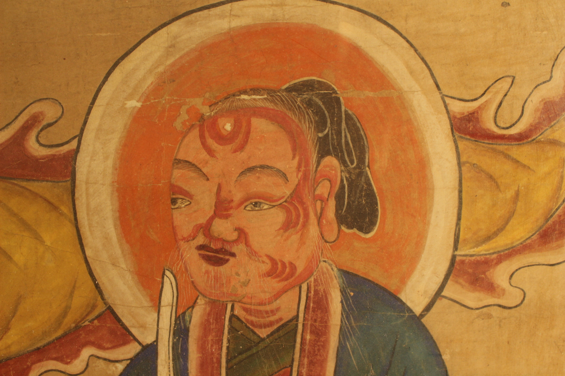조선시대 장지바닥에 당채 도교 그림