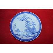 연대가좋은 청화백자산수문 화형대완