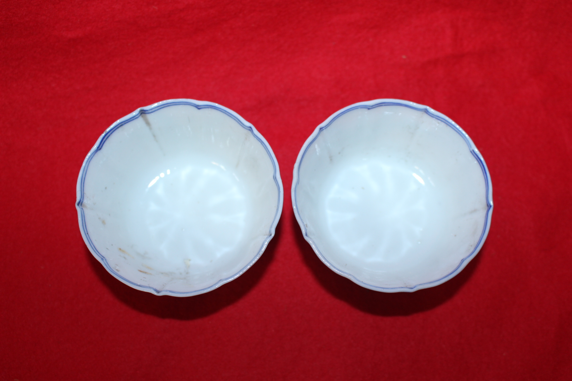 연대가좋은 청화백자사군자문 화형잔 2점