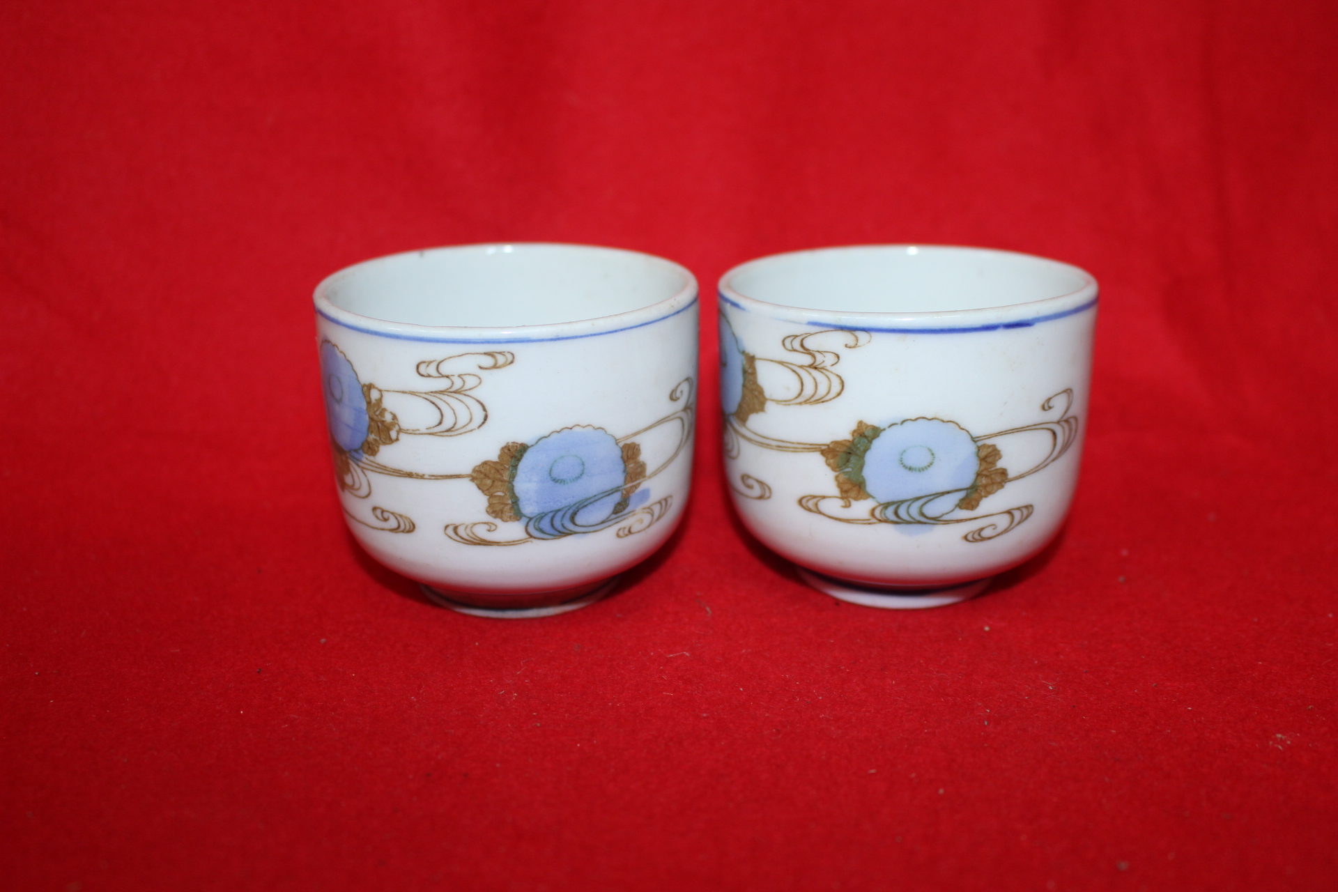 연대가좋은 외사기 청화백자화문잔 2점