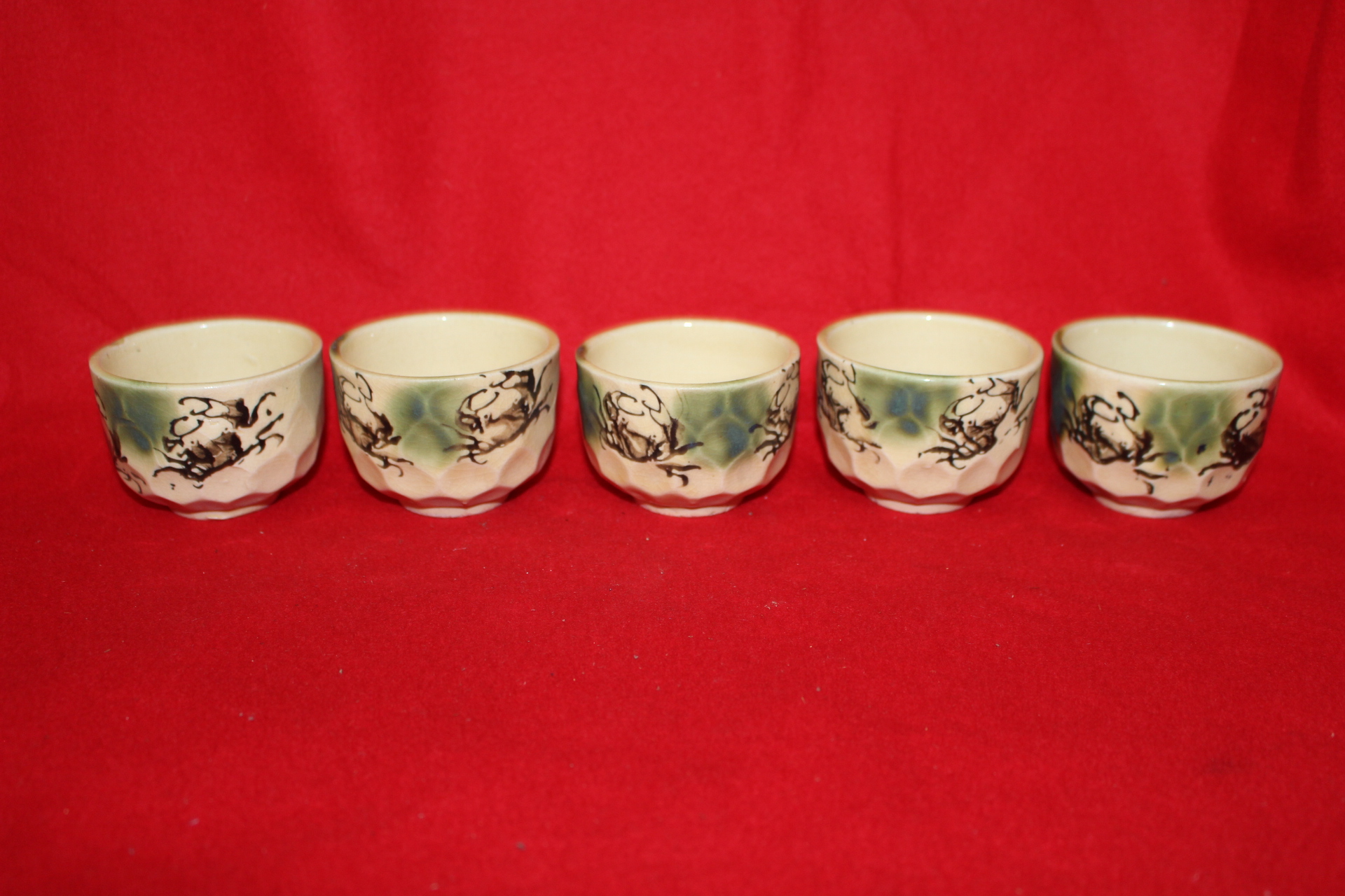 연대가좋은 분청자 청화게문잔 5점