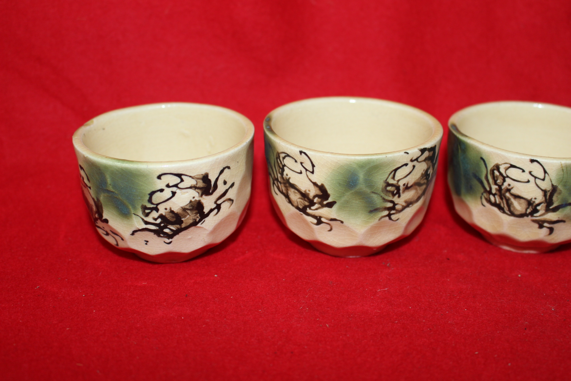 연대가좋은 분청자 청화게문잔 5점