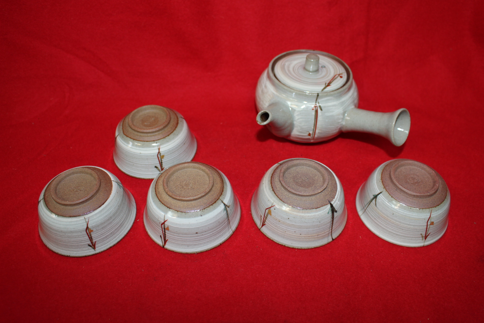 분청사기 귀얄문진사금채 5인다관셋트