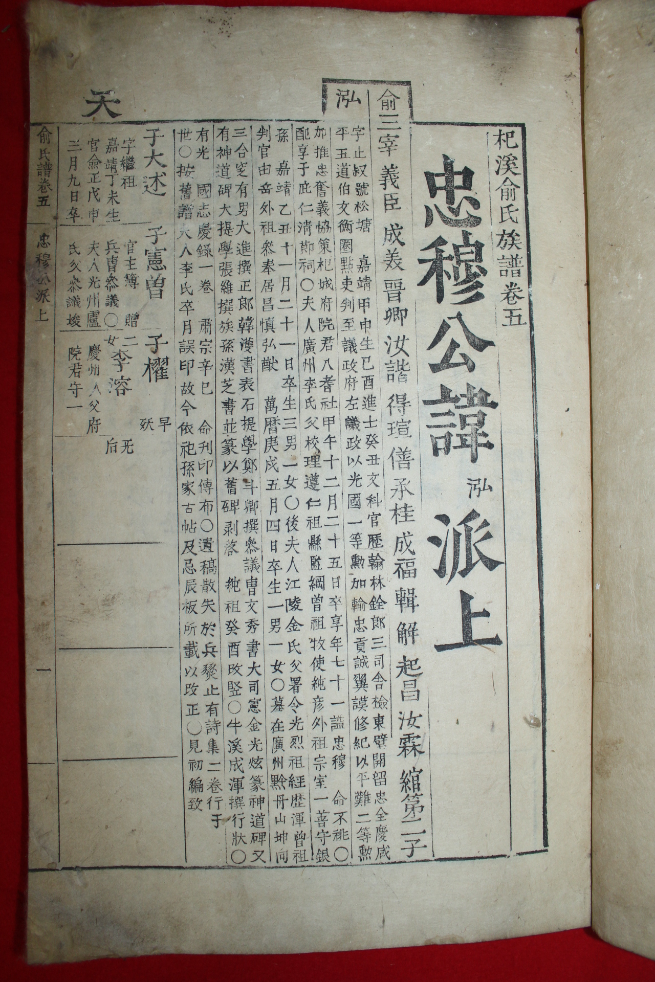 1700년대 금속활자본 기계유씨족보(杞溪兪氏族譜) 충목공파(忠穆公諱泓)상하 2책완질