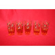 38-근대사 금채화문 유리잔 5점