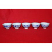 40-연대가좋은 청화백자화문잔 5점