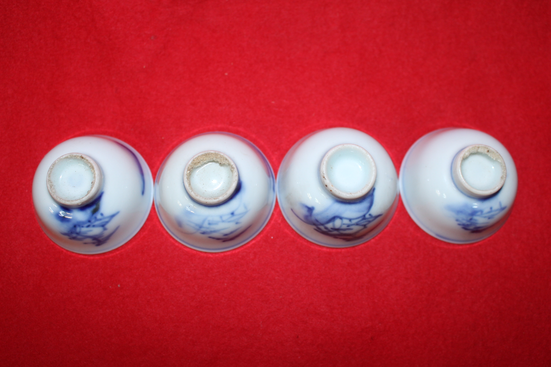 7-연대가좋은 청화백자산수문잔 4점