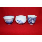 59-청화백자 화문잔 3점