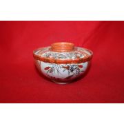 에도시기 고구다니 진사백자청화금채초화인물문 개완