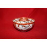 에도시기 고구다니 진사백자금채초화인물문 개완