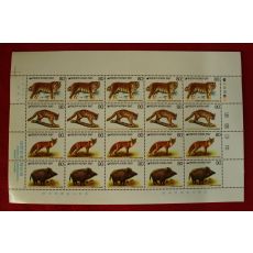 우표59-1987년 동물우표 20장 한판