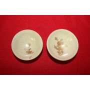 명품-사스마 분청자 진사금채화문 잔 2점