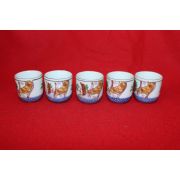 연대가좋은 청화백자화문금채잔 5점