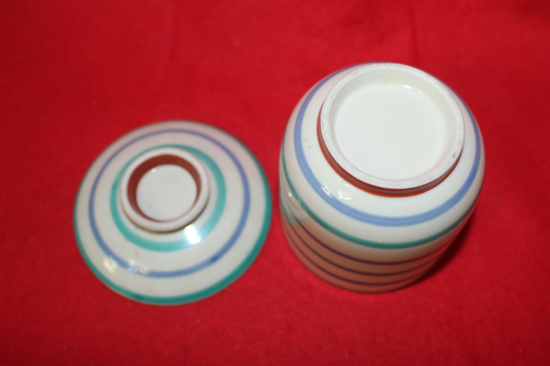 분청자 청화줄문 개완