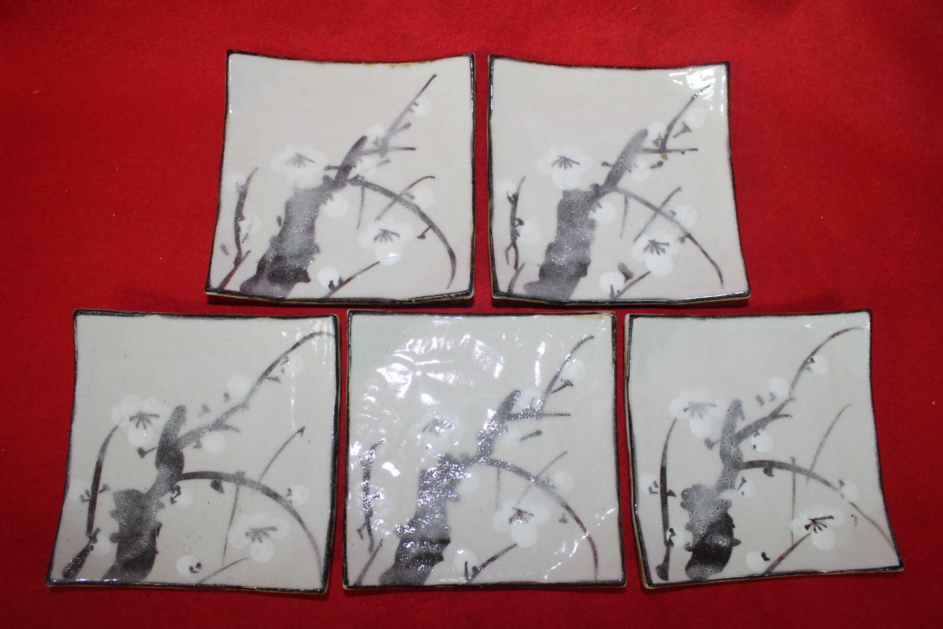 분청자 철화화문 사각완 5점