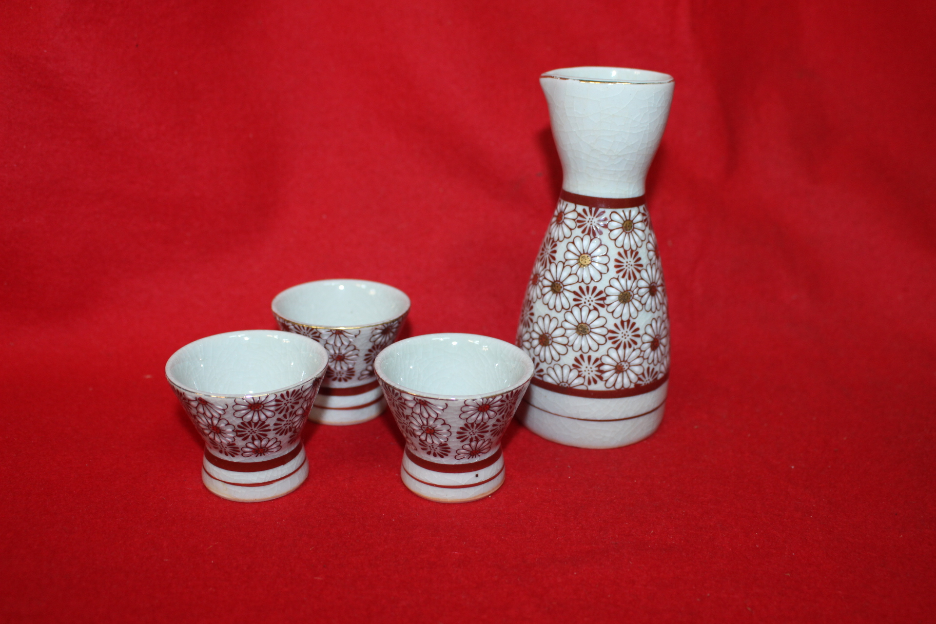 구다니 청자진사화문 주병과 잔 3점