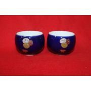 백자 청화금채화문잔 2점