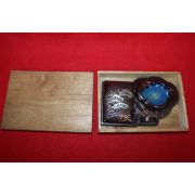 미사용 주석재질로돈 노송죽문 재털이 셋트