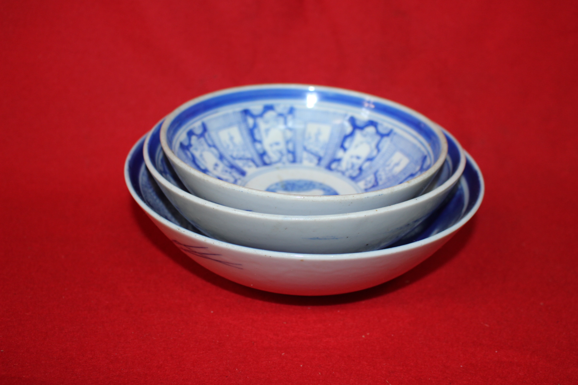 연대가좋은 청화백자화문 대완 3점셋트