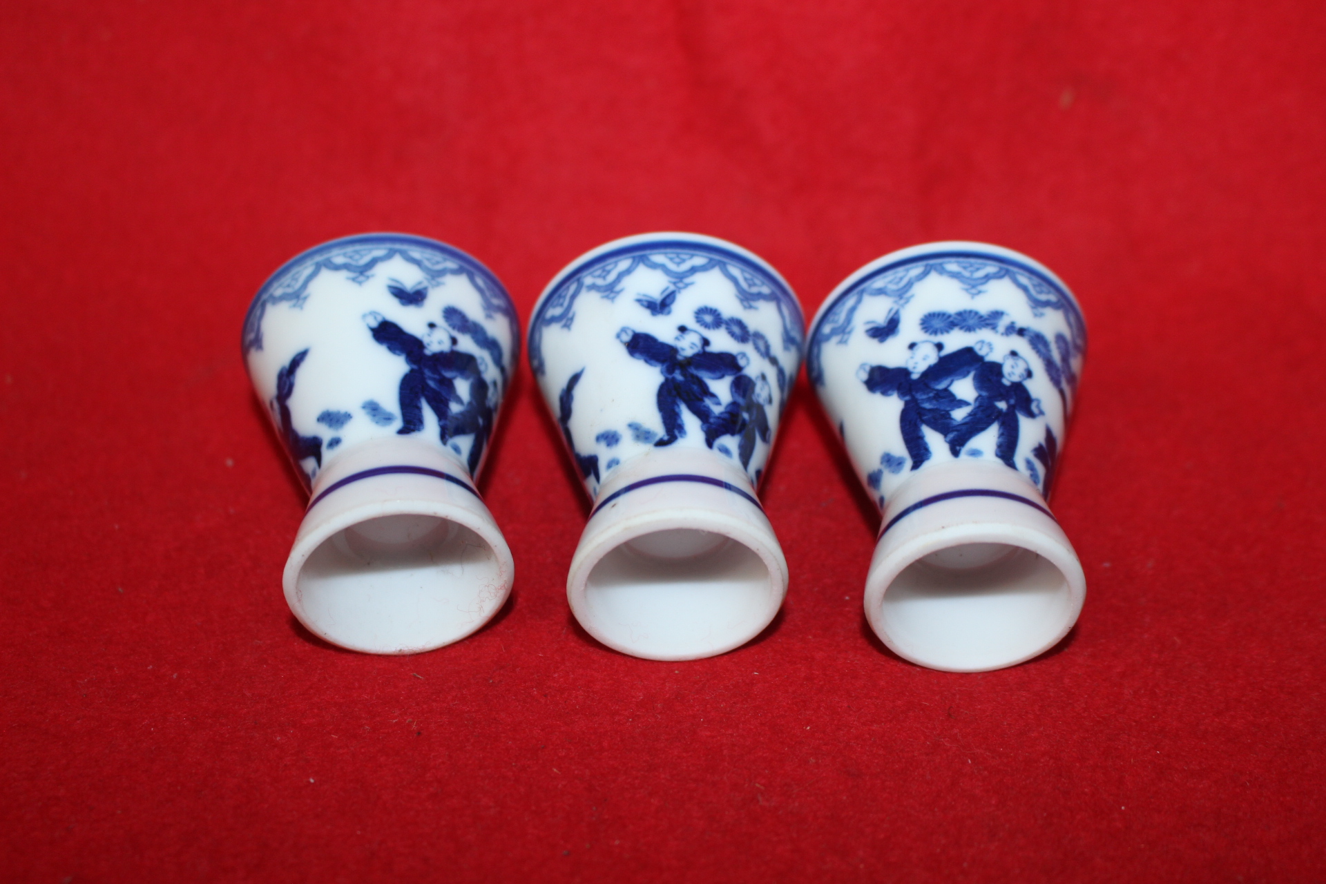 청화백자 동자문 잔3점