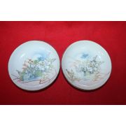 외사기 청화백자조화문 완 2점