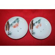 외사기 철화백자노송문 완 2점