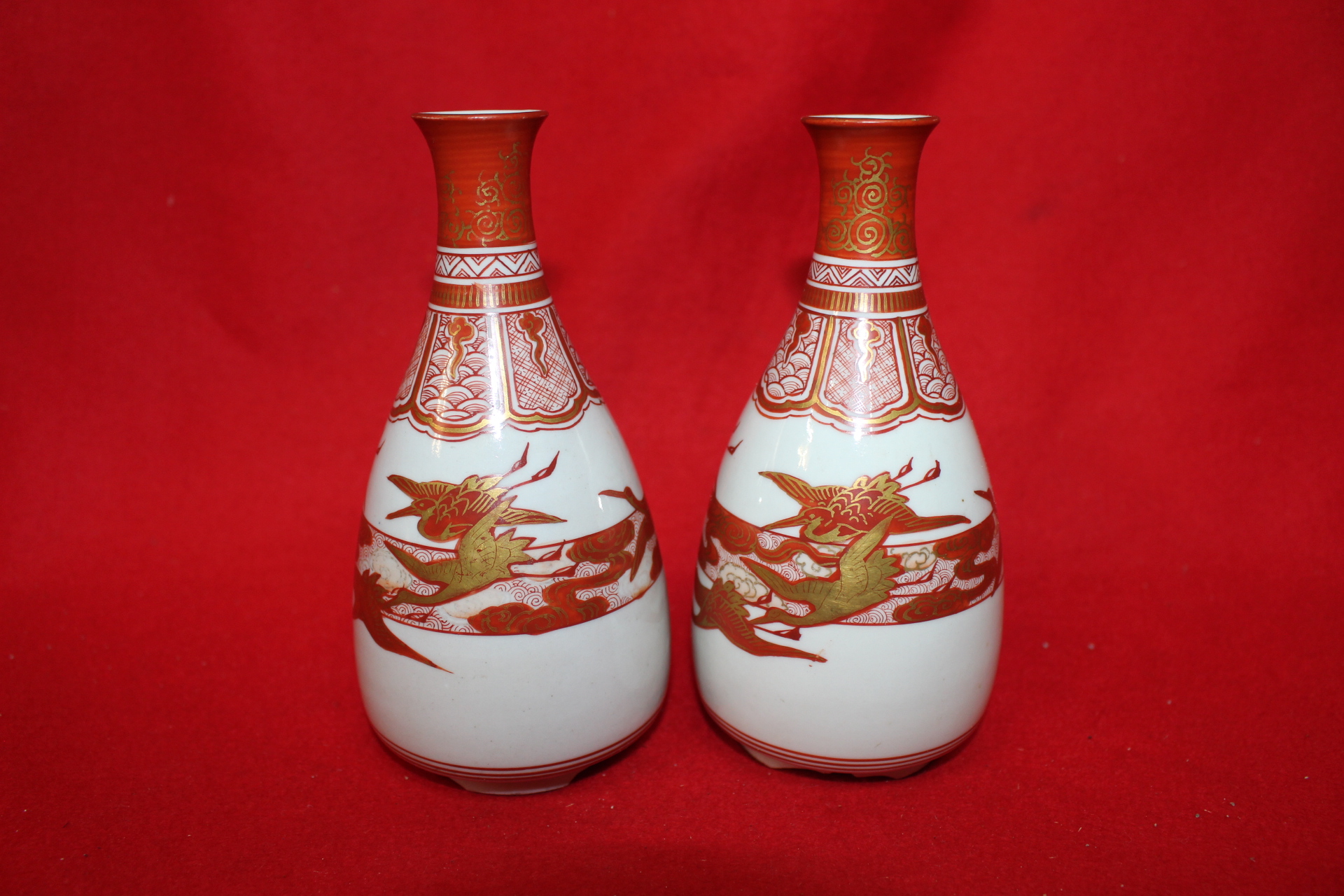 연대가좋은 구다니 진사백자금채학문 주병 2점