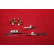 순은에 천연진주 넥타이핀 1개,천연진주 넥타이핀 1개,천연진주 귀걸이 1쌍