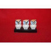 묵직한 청자 도자기 부엉이 조각상