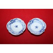 100년이상된 청화백자화문 화형소완 2점