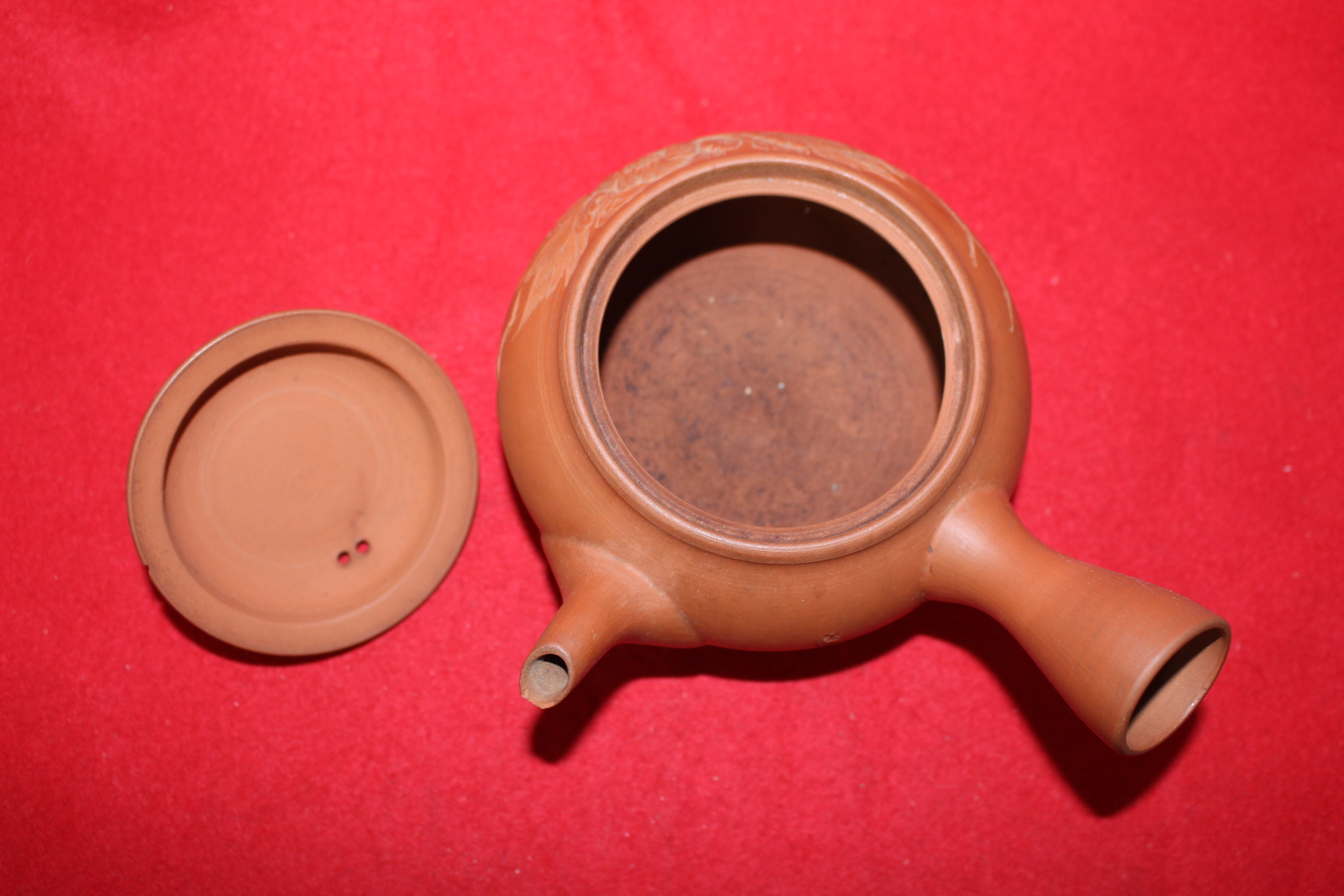 자사도자기 음각화문 다관