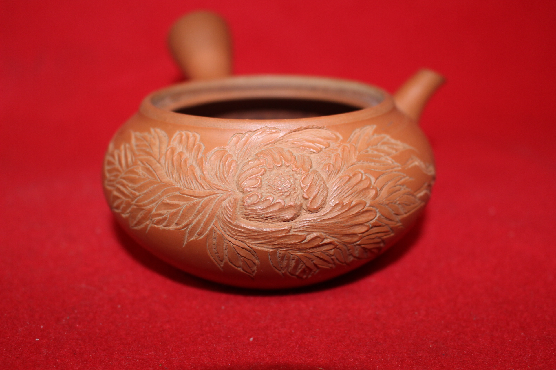 자사도자기 음각화문 다관