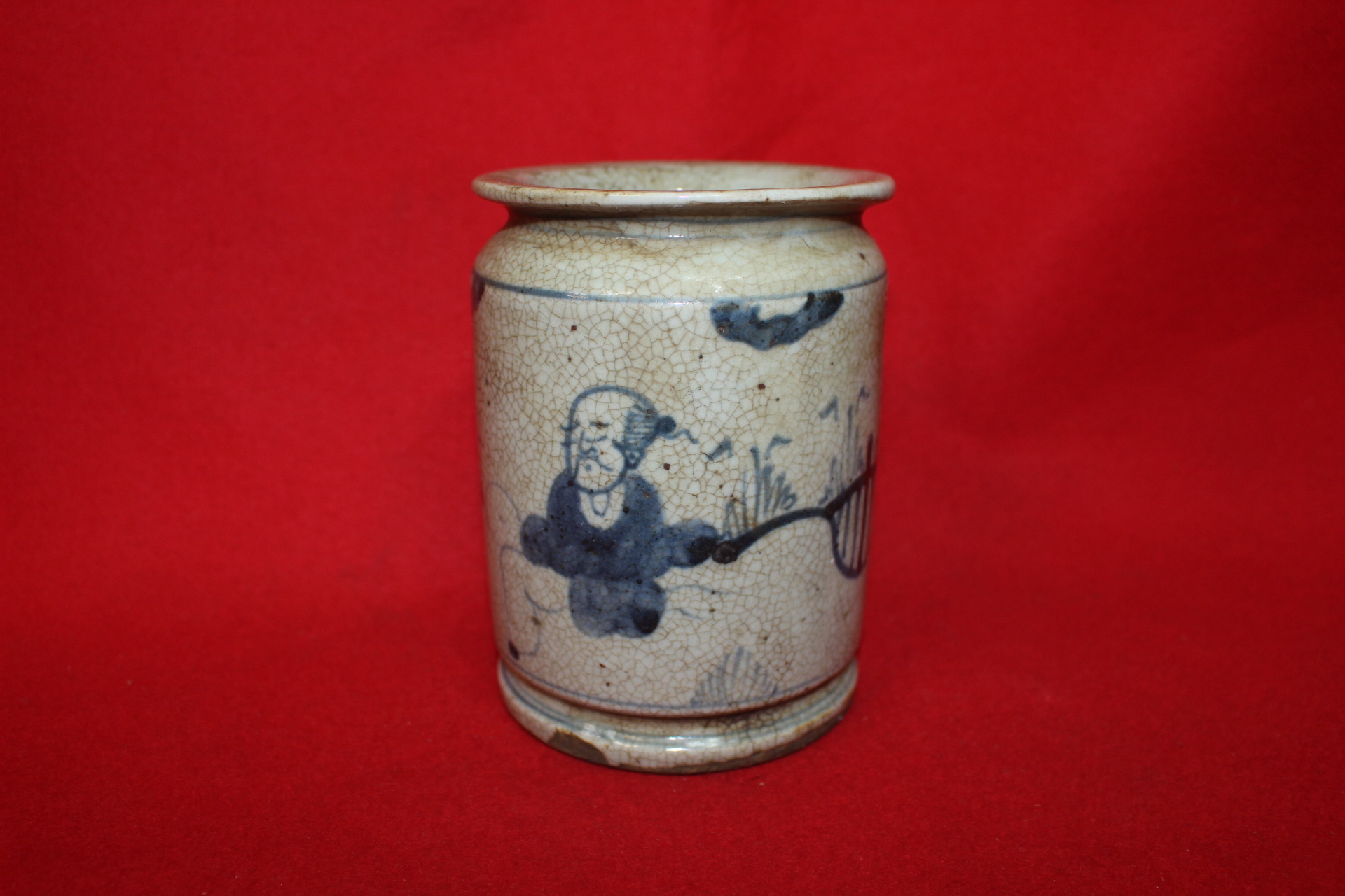 3-청화백자 도인문 필통