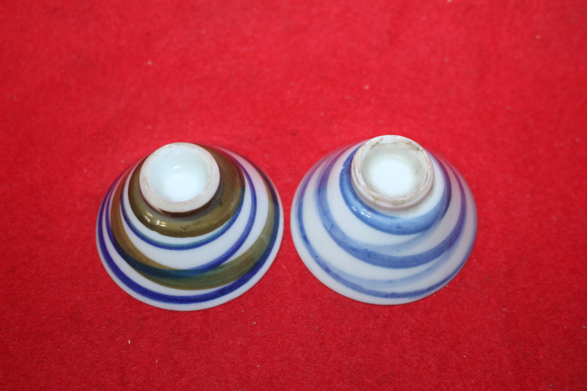 33-연대가좋은 청화백자 줄문잔 2점